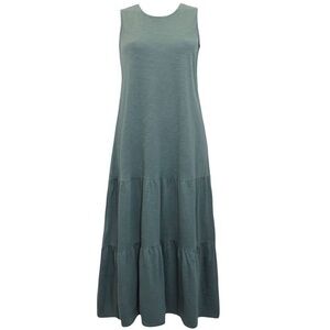 J. Jill Cotton Tiered Maxi Dress FATIGUE GREEN color